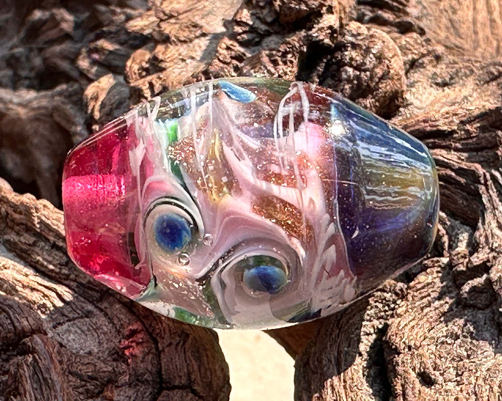 Pink Dreamscape Shimmer Lampwork Glass Focal Bead for Jewelry Making - DIY Necklace, Bracelet, Earring Designs - Handmade Artisan Bead for Crafters
