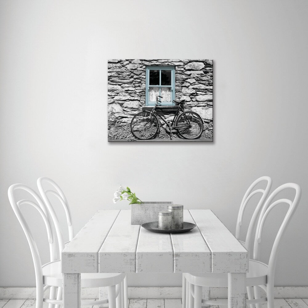 Vintage Style Bicycle Wall Art - 28x22 Inch Printed Canvas Painting for Home Decor, Rustic Cottage Aesthetic in Multi Colors - Perfect for Living Room, Bedroom or Office Wall Decor