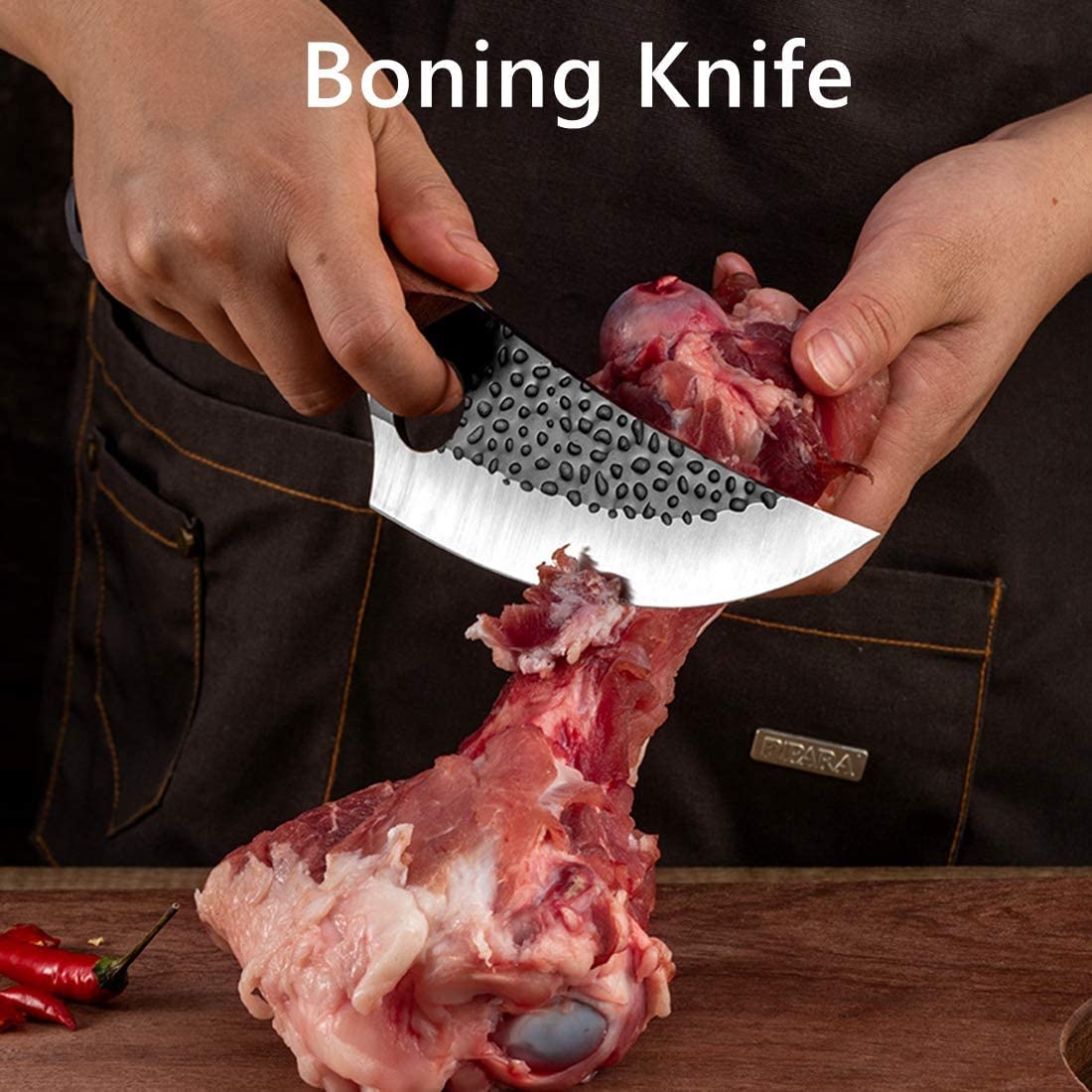 Premium Huusk Viking Chef Knife - Hand Forged Full Tang Boning Knife with Leather Sheath | Japanese Style Butcher & Meat Cleaver | Professional Kitchen & Outdoor Camping Knife | Perfect for Home Cooking, Hunting, and Survival Gear