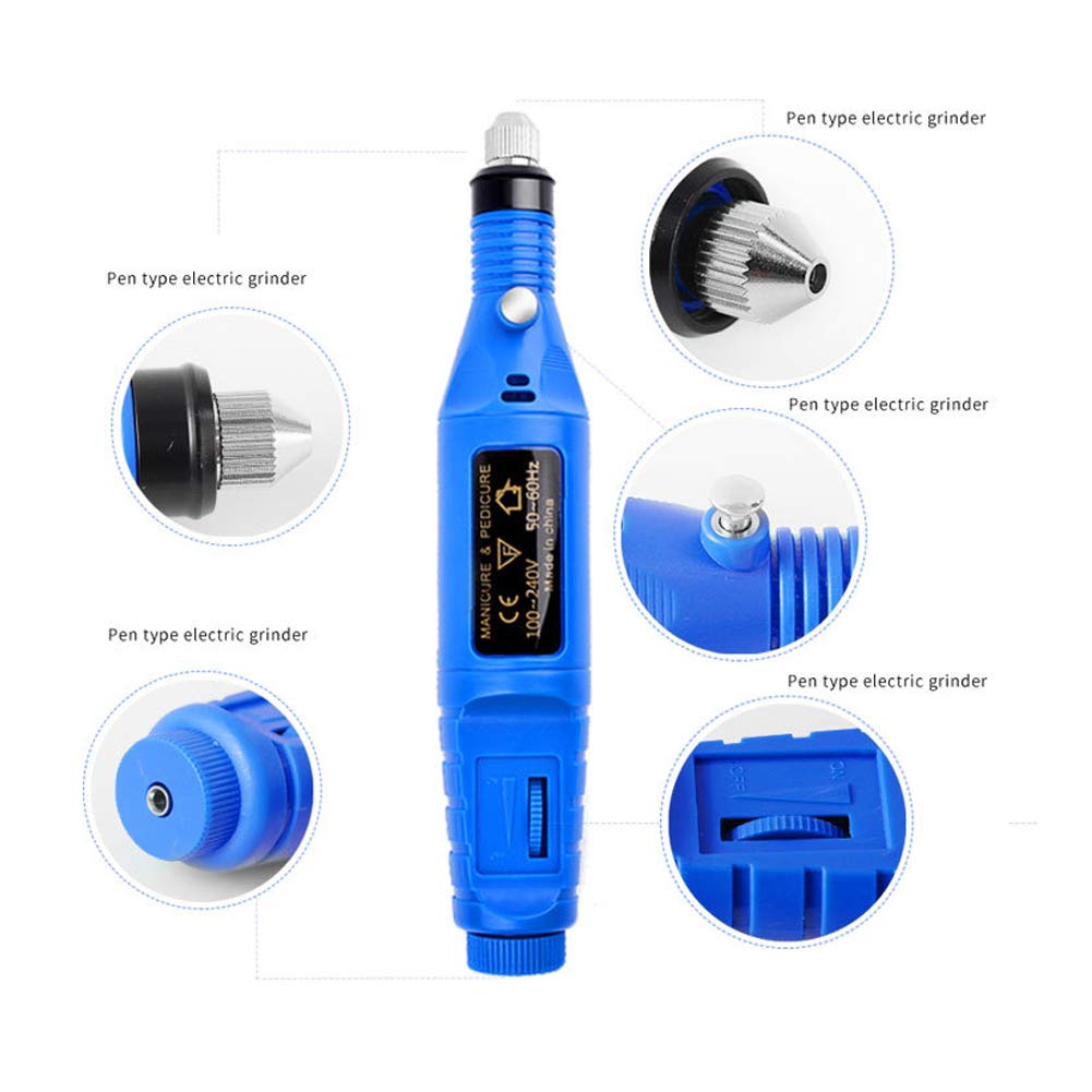Professional Electric Nail Drill Kit - Portable Pen-Shaped Acrylic Nail Tools for Finger & Toe Nail Care (Blue) | Perfect for Salon, Home Manicure & Pedicure