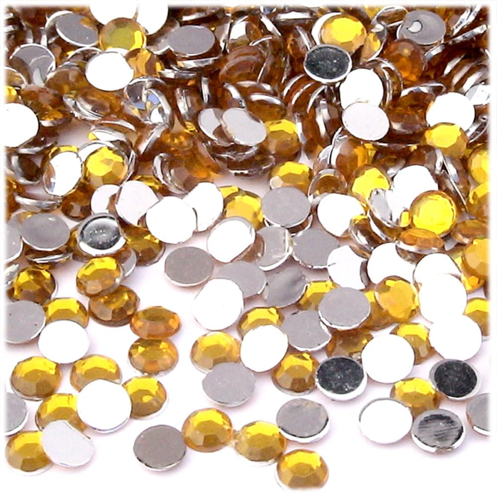 144-Piece 6mm Round Rhinestones Flatback in Golden Yellow - 30ss for DIY Crafts, Jewelry Making, and Nail Art - Perfect for Costumes, Scrapbooking, and Home Decor