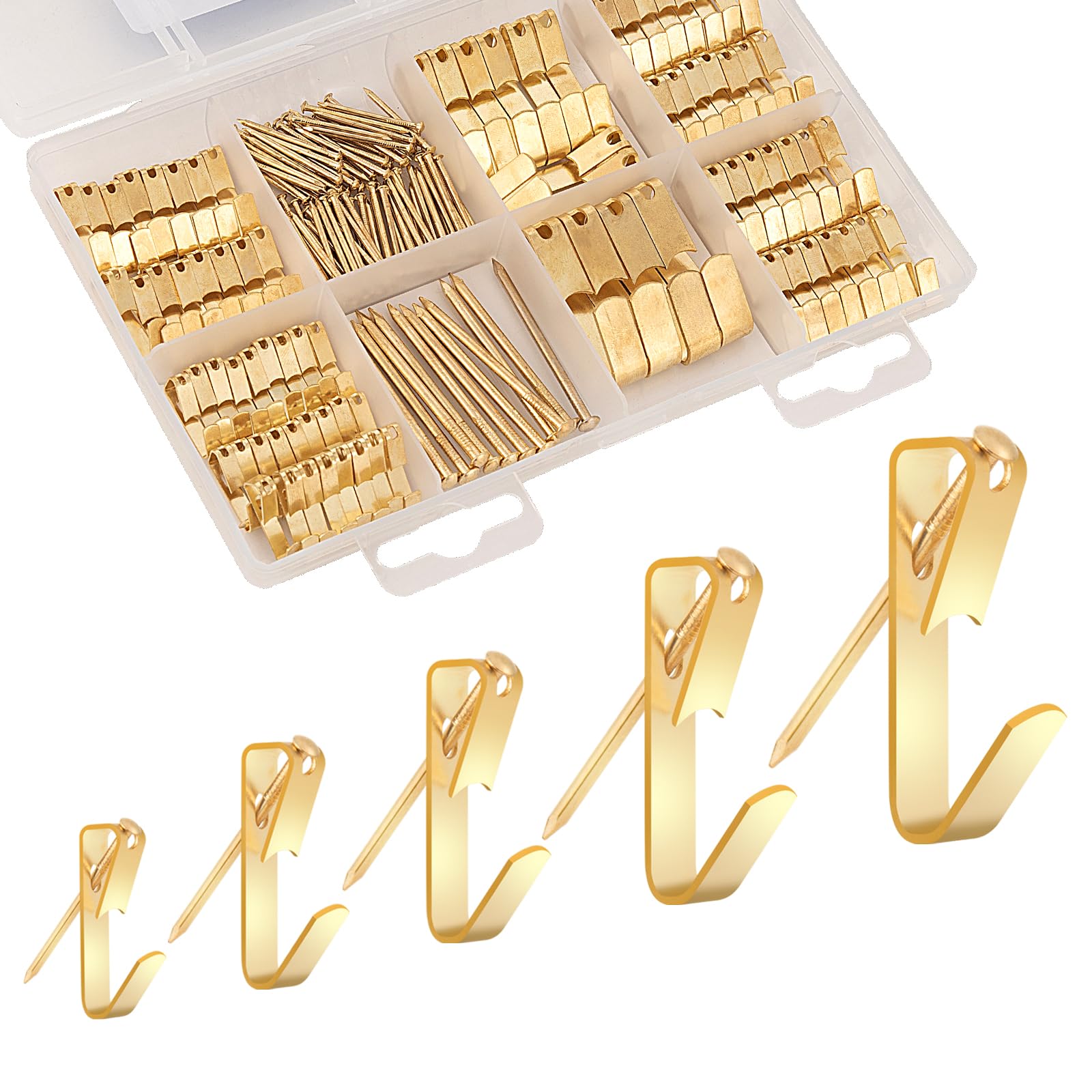 230PCS Heavy Duty Picture Hanging Kit - 5 Sizes Wall Hooks for Drywall (100-10lbs) - Includes Nails & Hardware for Hanging Pictures, Frames, Mirrors - Perfect for Home Decor & Gallery Wall Setup