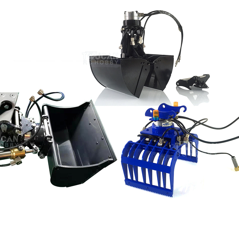 Universal RC Metal Hydraulic Grab Bucket Attachment for 1/14 Scale 946/946-3 Tracked & Wheeled Excavators - DIY Upgrade Parts for Radio Controlled Construction Toys | Perfect for RC Excavator Enthusiasts & Construction Model Collectors