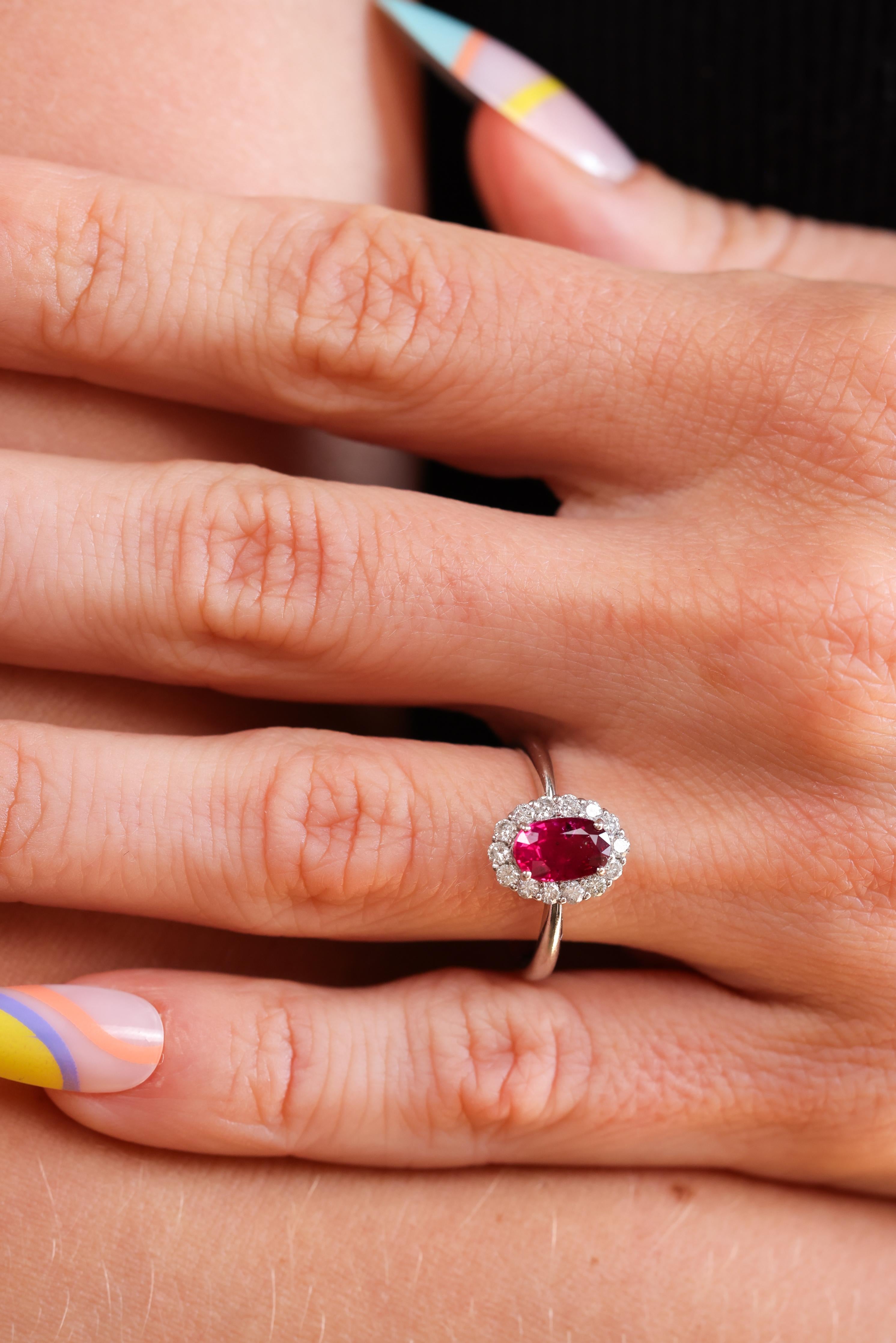 Exquisite Platinum Ruby and Diamond Ring for Women - Elegant Engagement, Wedding, or Anniversary Jewelry Gift