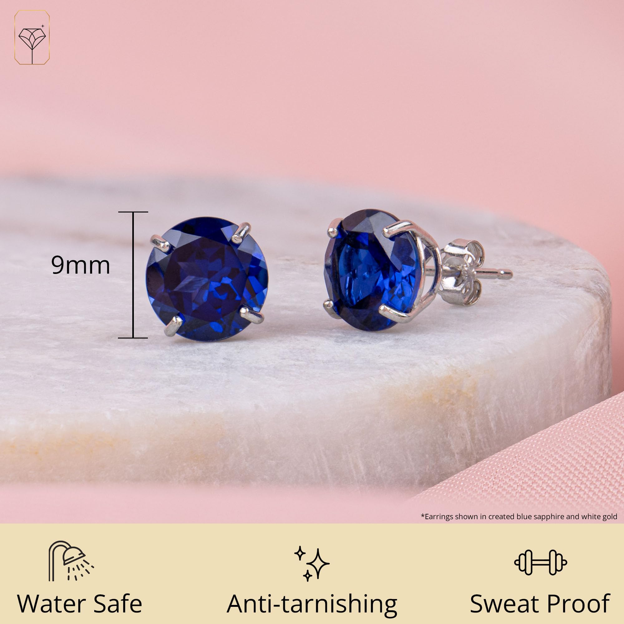 14K Gold Large Round Stud Earrings for Women | 9mm Birthstone Earrings | Genuine Gemstone Stud Earrings | Perfect Gift for Birthday, Anniversary & Mother's Day | MAX + STONE Jewelry for Everyday Wear & Special Occasions