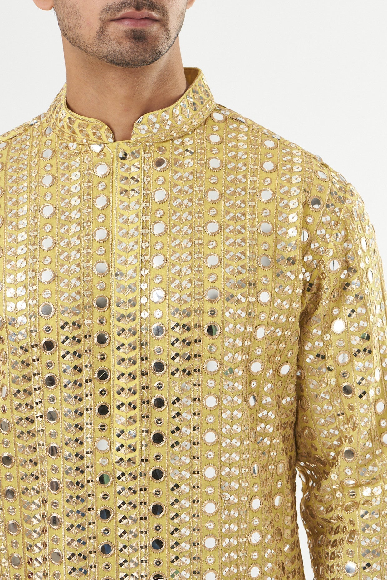Stylish Lime Yellow Mirror Embroidered Kurta for Women | Traditional Indian Ethnic Wear | Perfect for Festivals, Weddings & Special Occasions
