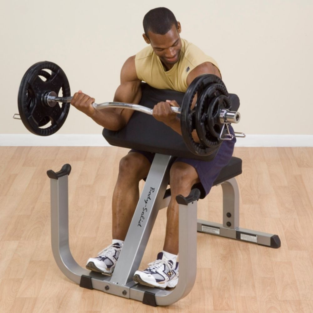 Body Solid Preacher Curl Bench GPCB329 - Adjustable Arm Support for Bicep & Tricep Workouts - Home Gym Strength Training Equipment for Men & Women