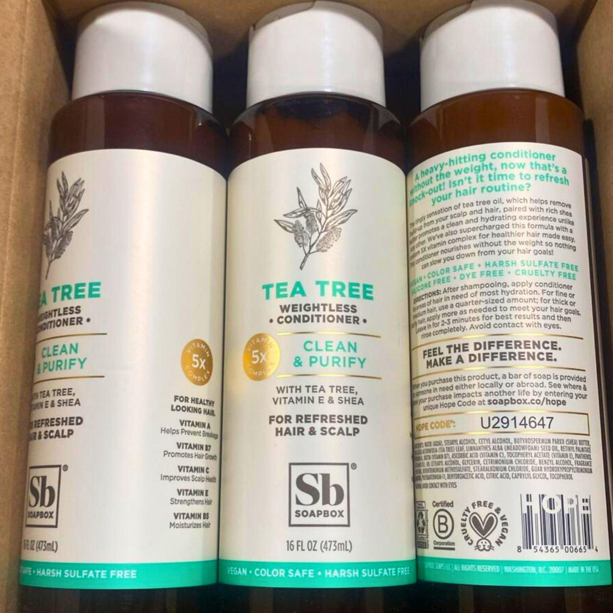 Tea Tree Weightless Conditioner for Clean & Purified Hair - 16OZ (80 Pcs Bulk) - Ideal for Salon, Spa & Home Hair Care Routine