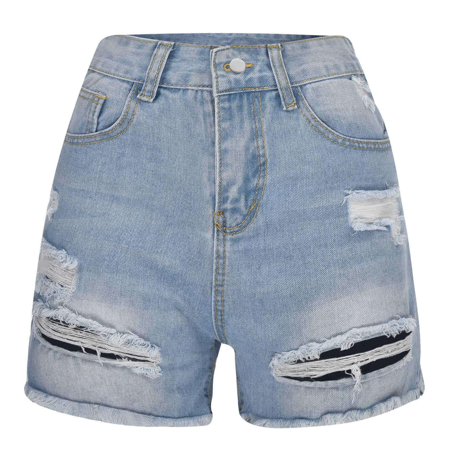 BOXIACEY Women's High Waist Stretchy Denim Shorts with Pockets - Fashion Jean Shorts for Summer, Casual Outfits & Beach Wear
