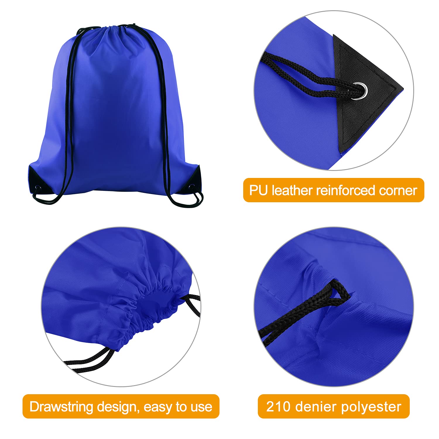 PLULON 25 Pack Blue Drawstring Backpacks - Bulk Cinch Sacks for Gym, Yoga, Travel & Outdoor Sports | Lightweight String Bags for School, Beach, Camping & Fitness Activities