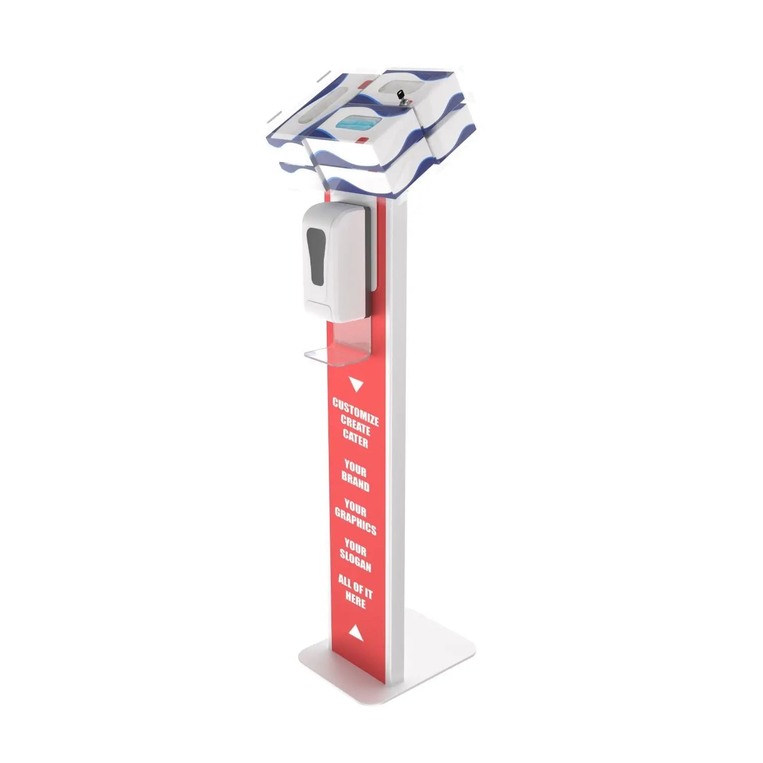 Premium Locking Sanitizing Station Stand with Graphic Card Slot - Hygienic Hand Sanitizer Holder for Offices, Schools & Public Spaces