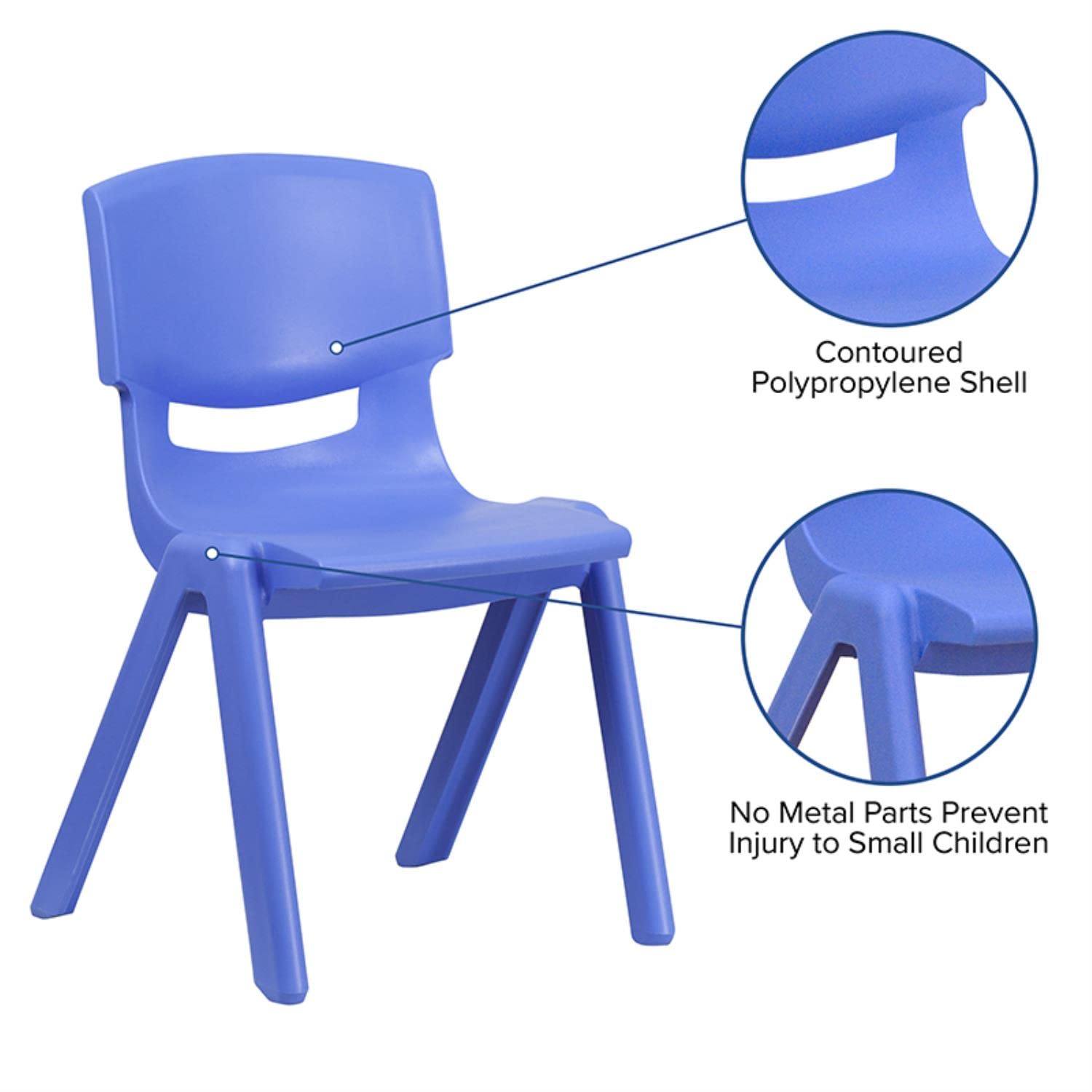 Flash Furniture Whitney 2-Pack Blue Plastic Stackable School Chairs - 15.5