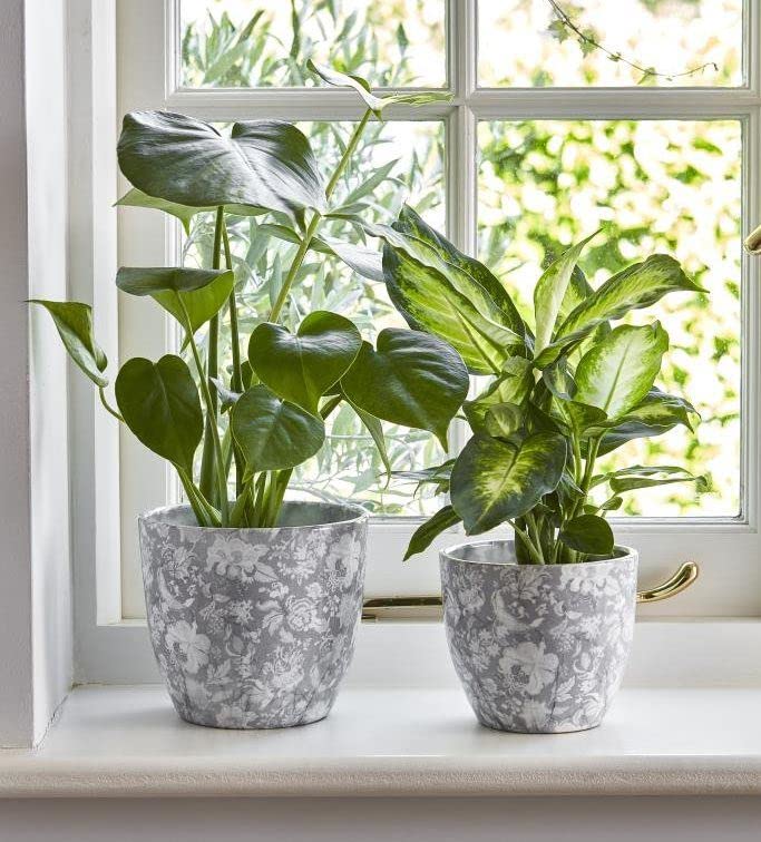 Ceramic Planter Pot - 13cm Grey Indoor/Outdoor Flower Pot for Home Decor, Office, Garden, and Patio Plants