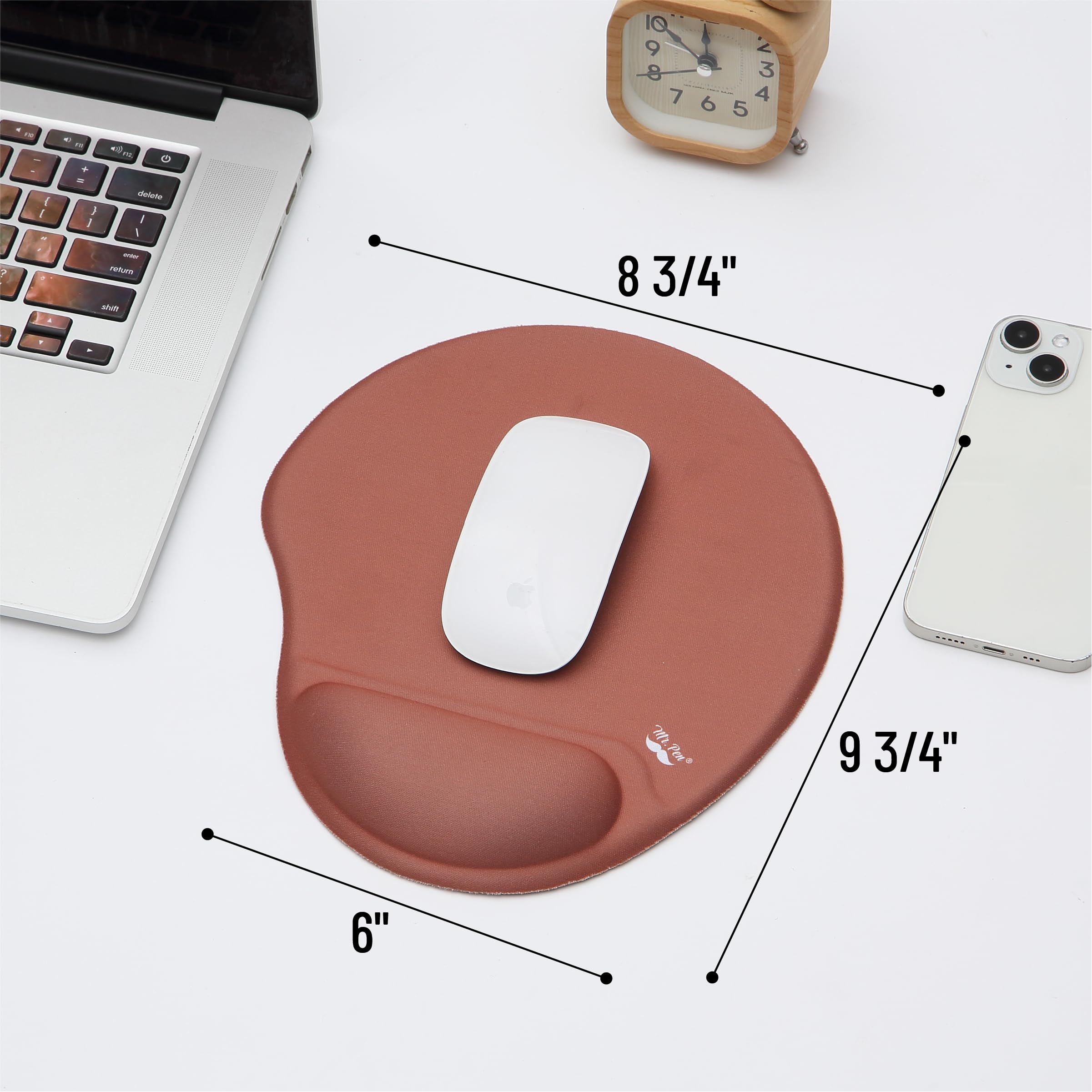 Ergonomic Mouse Pad with Wrist Support - Comfortable Gel Cushion for Office & Gaming - Brown (Mr. Pen) | Perfect for Long Computer Work Sessions, Typing & PC Gaming