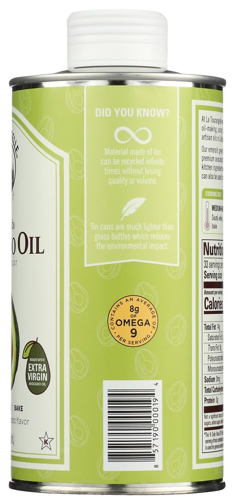 La Tourangelle California Avocado Oil - 16.9 Oz (Pack of 6) | High Heat Cooking Oil for Grilling, Frying & Baking | Premium Cold Pressed Avocado Oil for Salads, Dressings & Healthy Recipes