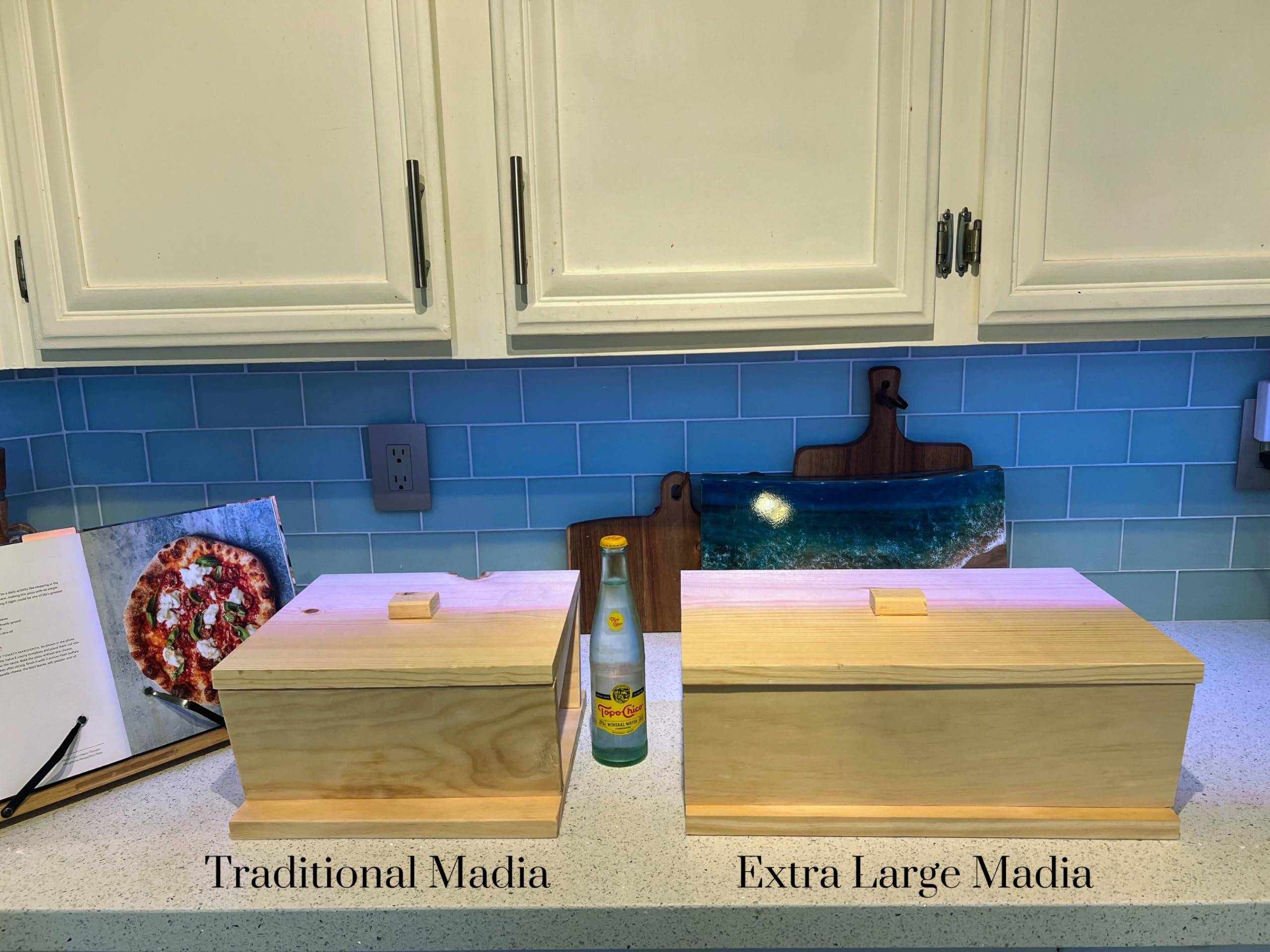 Authentic Neapolitan Wood Dough Box Madia with Lid - Large Size for Pizza Making, Bread Rising & Dough Proofing | Perfect for Home Bakers & Italian Restaurant Kitchen Use