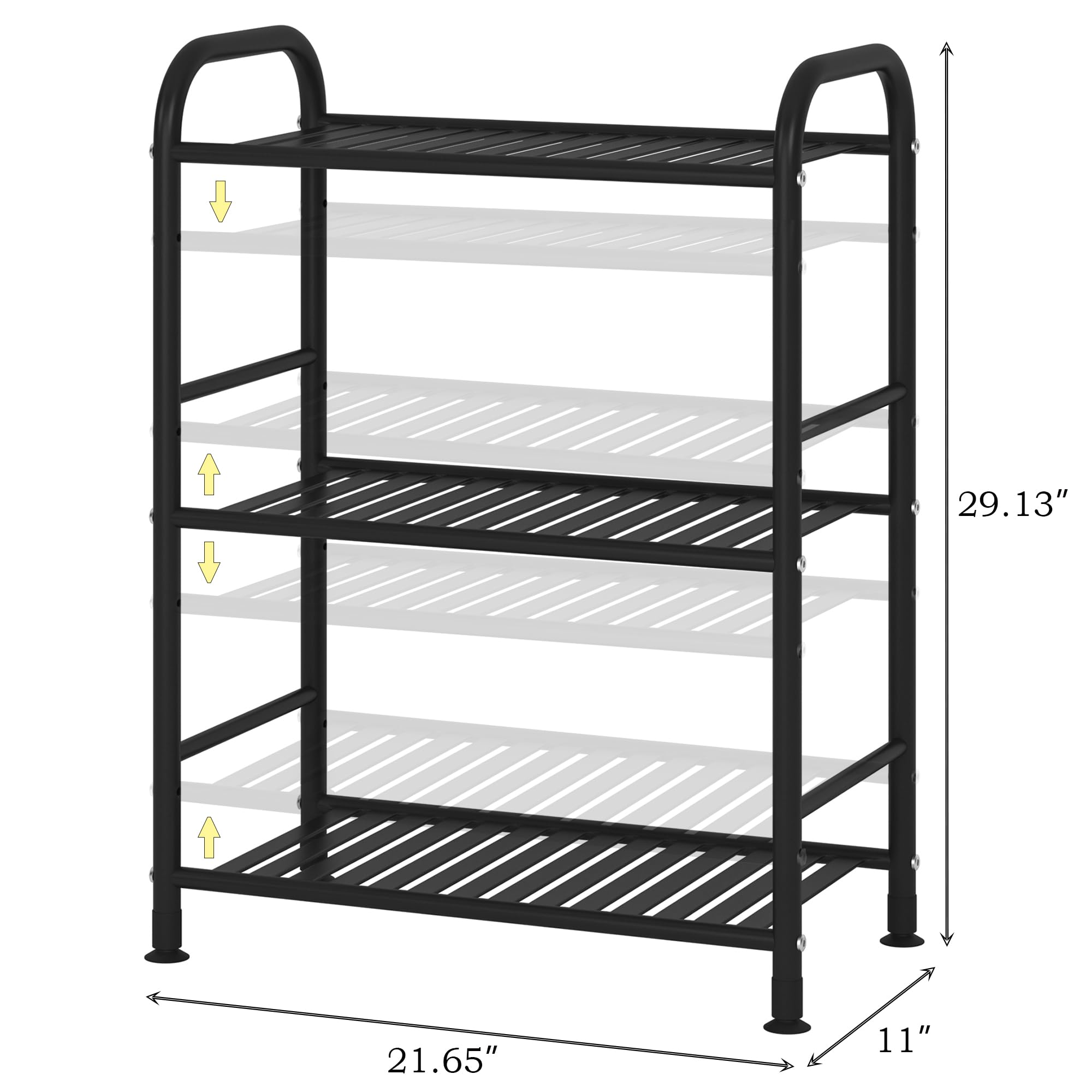 JSB 3-Tier Adjustable Metal Shelf Unit - Heavy Duty Storage Rack Organizer for Kitchen, Bathroom, Living Room & Laundry - Space Saving Corner Shelf (Black) - Perfect for Pantry Organization & Home Storage Solutions