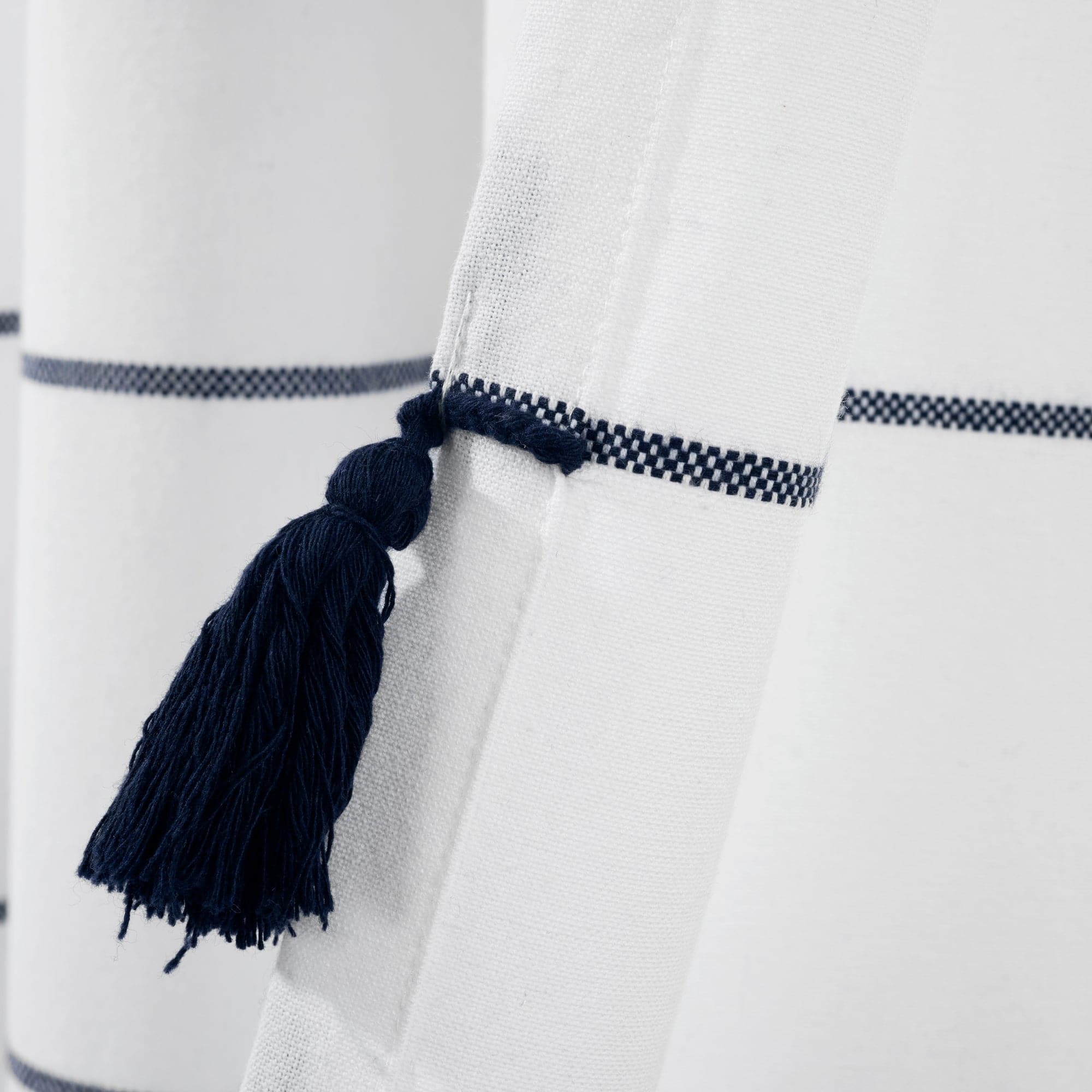 Farmhouse Boho Stripe Woven Tassel Window Curtains - Yarn Dyed Recycled Cotton Blend Panel Set (2 Pack) for Living Room, Bedroom & Dining Room Decor