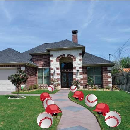 VictoryStore Baseball Pathway Markers - Set of 10 Red Yard Decorations with 20 Stakes (12387) | Durable Sports Themed Lawn Markers for Driveways, Walkways & Garden Borders | Perfect for Baseball Fans, Backyard Parties & Sports Field Decoration