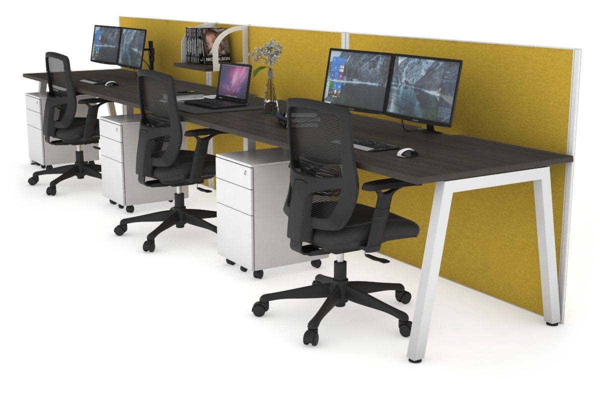 Horizon Quadro 3-Person Office Workstation Desk - 1600L x 800W with Cable Management - Perfect for Collaborative Workspaces & Modern Offices