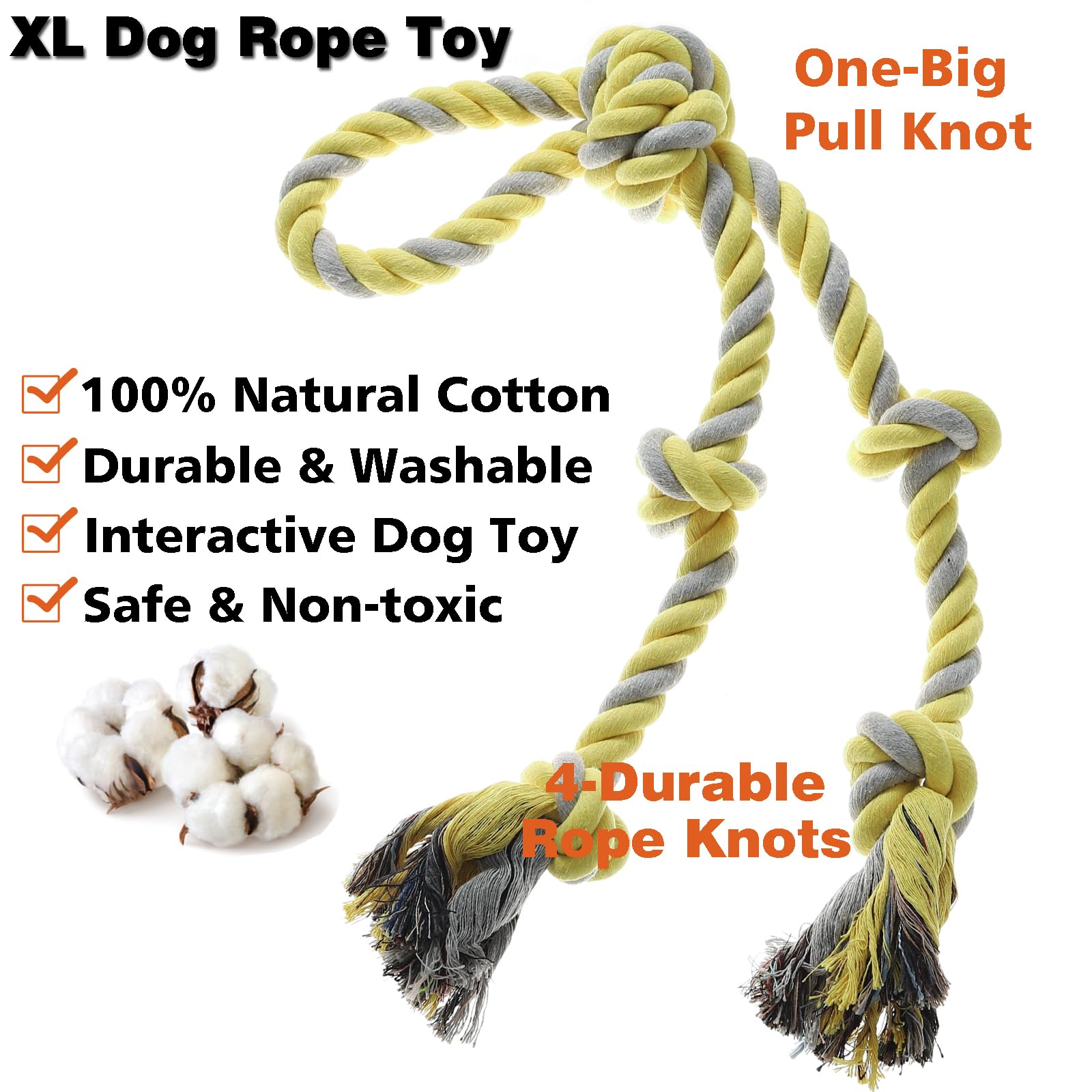 **Durable Heavy Duty Rope Toy for Large & Medium Dogs – Indestructible Chew Toy for Aggressive Chewers, Tug of War & Teeth Cleaning – Perfect for Playtime & Training (Cotton Rope, Tough & Safe)**    *(Use Case: Great for interactive play, dental health, and satisfying your dog's natural chewing instincts!)*