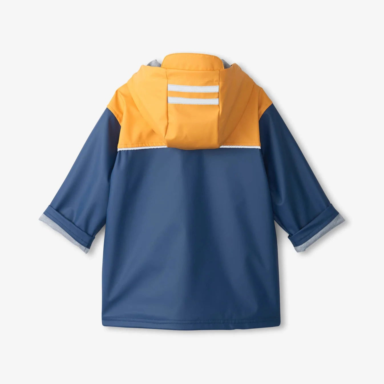 Hatley Yellow/Navy Zip Up Mariner Rain Jacket for Kids - Waterproof Windbreaker with Hood for Outdoor Play & School - Perfect for Rainy Days & Spring Weather