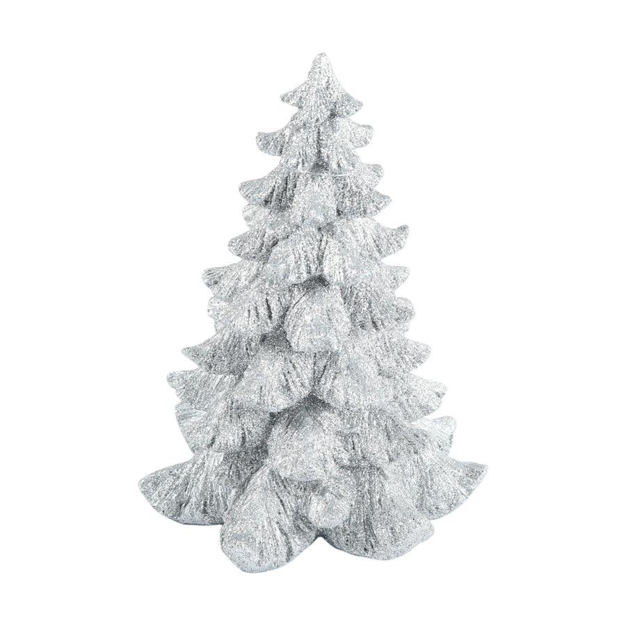 INGE Polyresin Decorative Silver Tree Sculpture - 21cm Height - Elegant Home & Office Decor for Christmas, Wedding, and Party Centerpieces