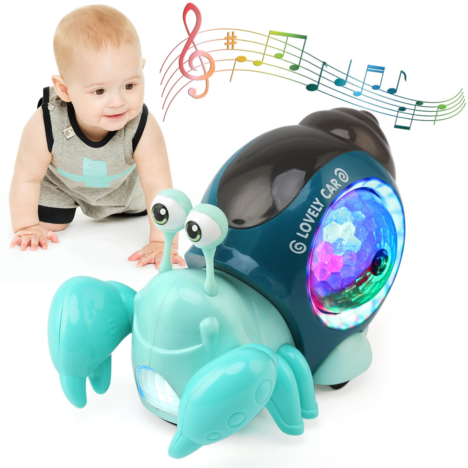 LEADSTAR Walking Crab Baby Toy - Montessori Activity Toy for 1 2 3 Year Old Boys & Girls, Musical Toy with LED Lights for 6 12 Months Babies - Perfect Gift for Toddlers (Green) | Fun Learning & Sensory Play for Early Childhood Development