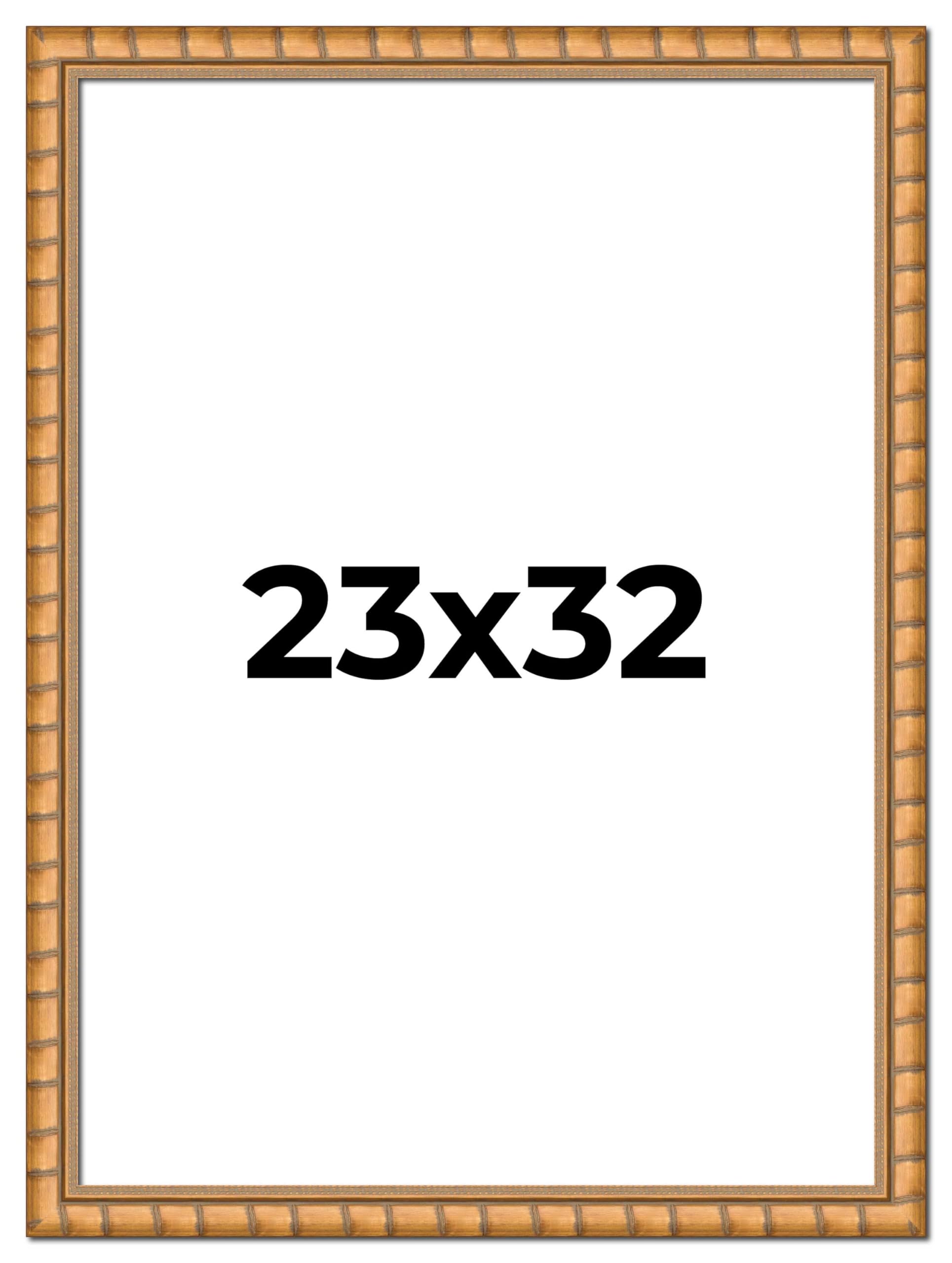 23x32 Inch Real Wood Gold Picture Frame - 1.5 Inch Wide with 0.5 Inch Depth | Premium Bhutan Bamboo Frame Includes UV Acrylic, Foam Board Backing & Hanging Hardware | Perfect for Wall Decor, Family Photos, Art Display in Living Room, Bedroom or Office