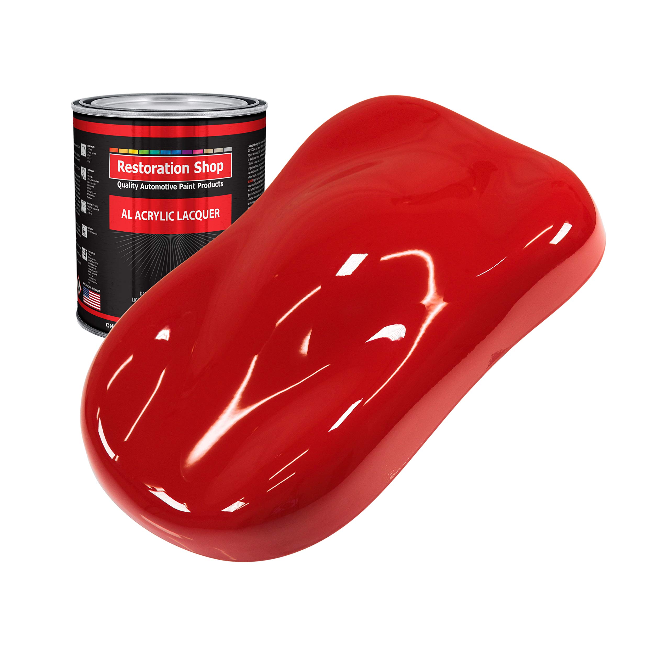 Restoration Shop - Rally Red Acrylic Lacquer Auto Paint (1 Quart) - Professional Gloss Finish for Cars, Trucks, Guitars & Furniture - High-Quality Automotive Refinishing Coating - Perfect for DIY Projects & Professional Restoration Work