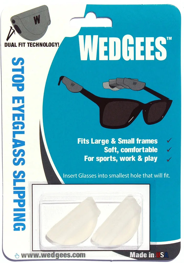 Wedgees Clear Eyeglass Retainers & Eyewear Holders - Dual Fit Anti-Slip Glasses Straps for Sports, Reading & Outdoor Activities