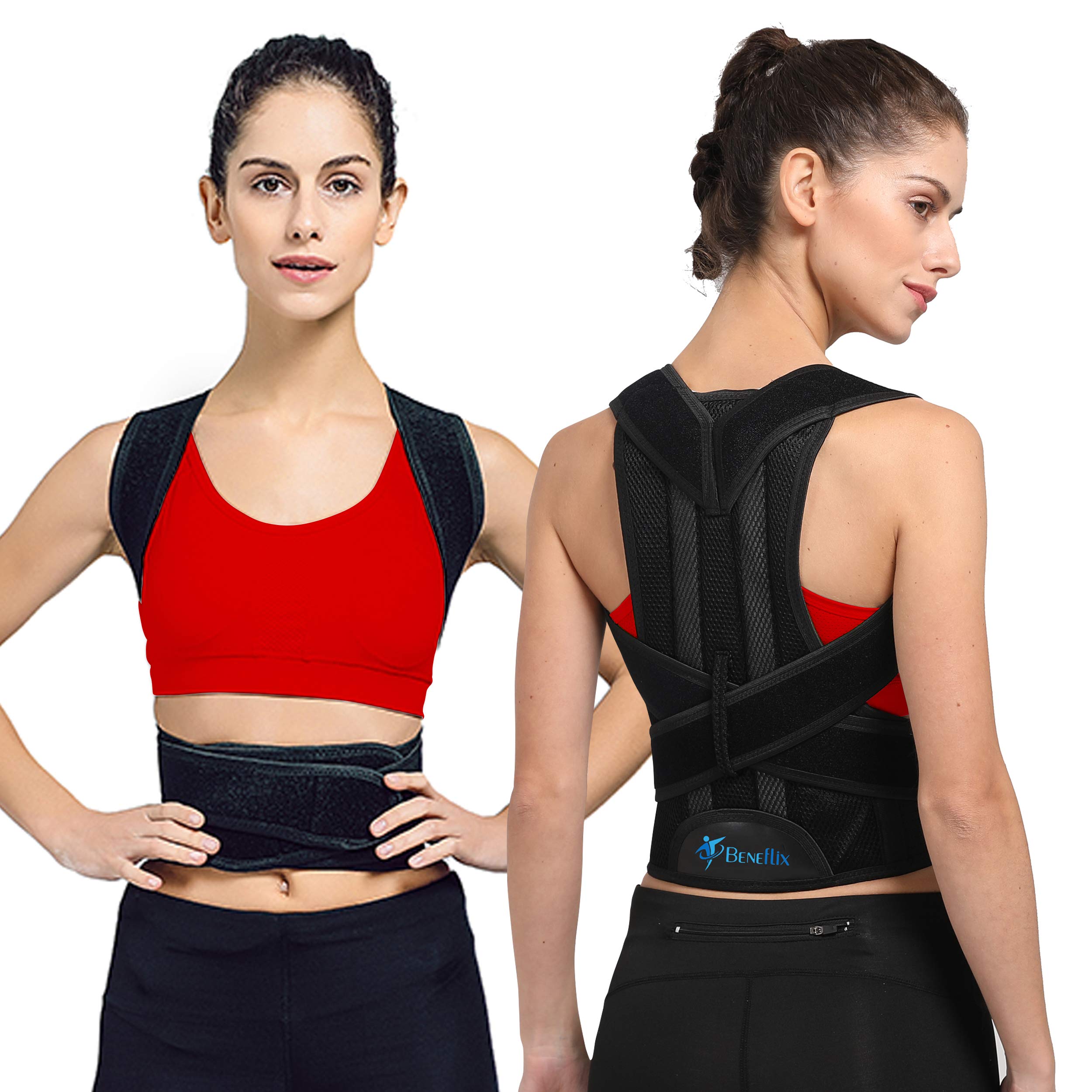 Premium Back Brace Posture Corrector - Adjustable Back Support Belt for Women & Men (27.5-31.4 Inch Waist) - Relief for Lower Back Pain, Sciatica & Herniated Disc - Ideal for Office Work, Driving & Sports Recovery