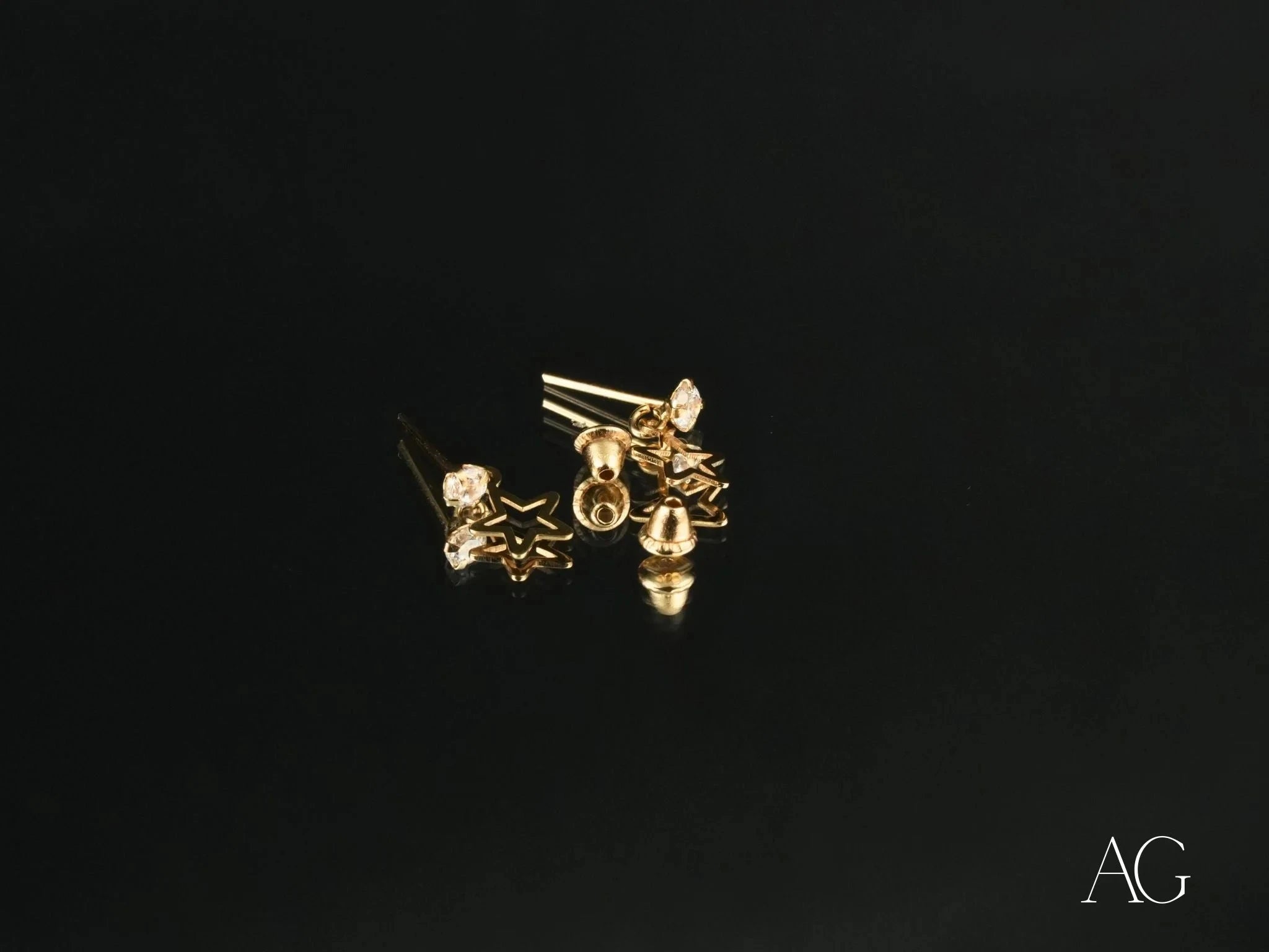 18K Gold Star Drop Earrings - Celestial Spark Elegant Dangle Earrings for Women | Perfect for Evening Parties, Weddings & Special Occasions