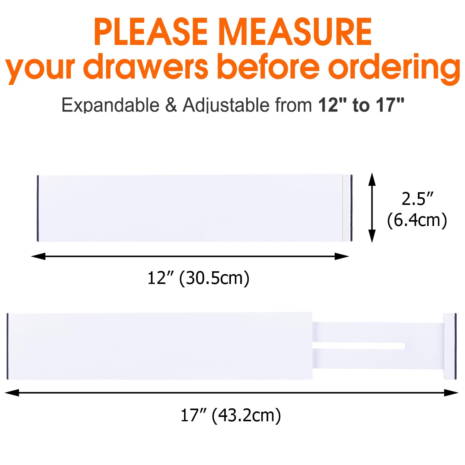 Bamboo Drawer Dividers Organizers 4-Pack - Adjustable Kitchen Drawer Organizer for Clothes, Dresser, Bedroom & Office - White 12-17 Inch | Perfect for Home Organization, Kitchen Utensils & Wardrobe Storage