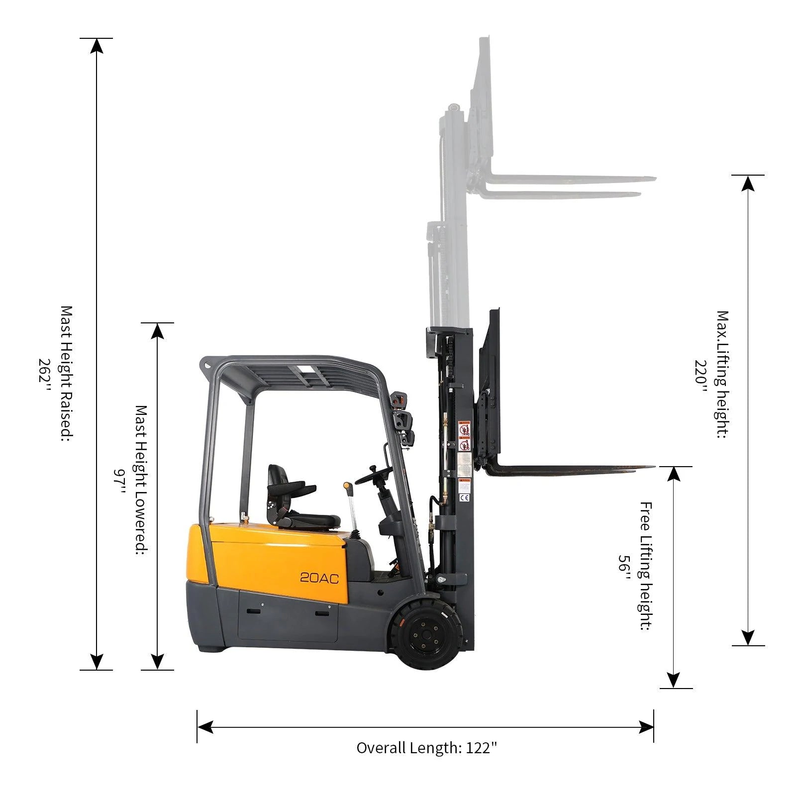 Apollolift 3-Wheel Electric Forklift with Lithium-Ion Battery - 220