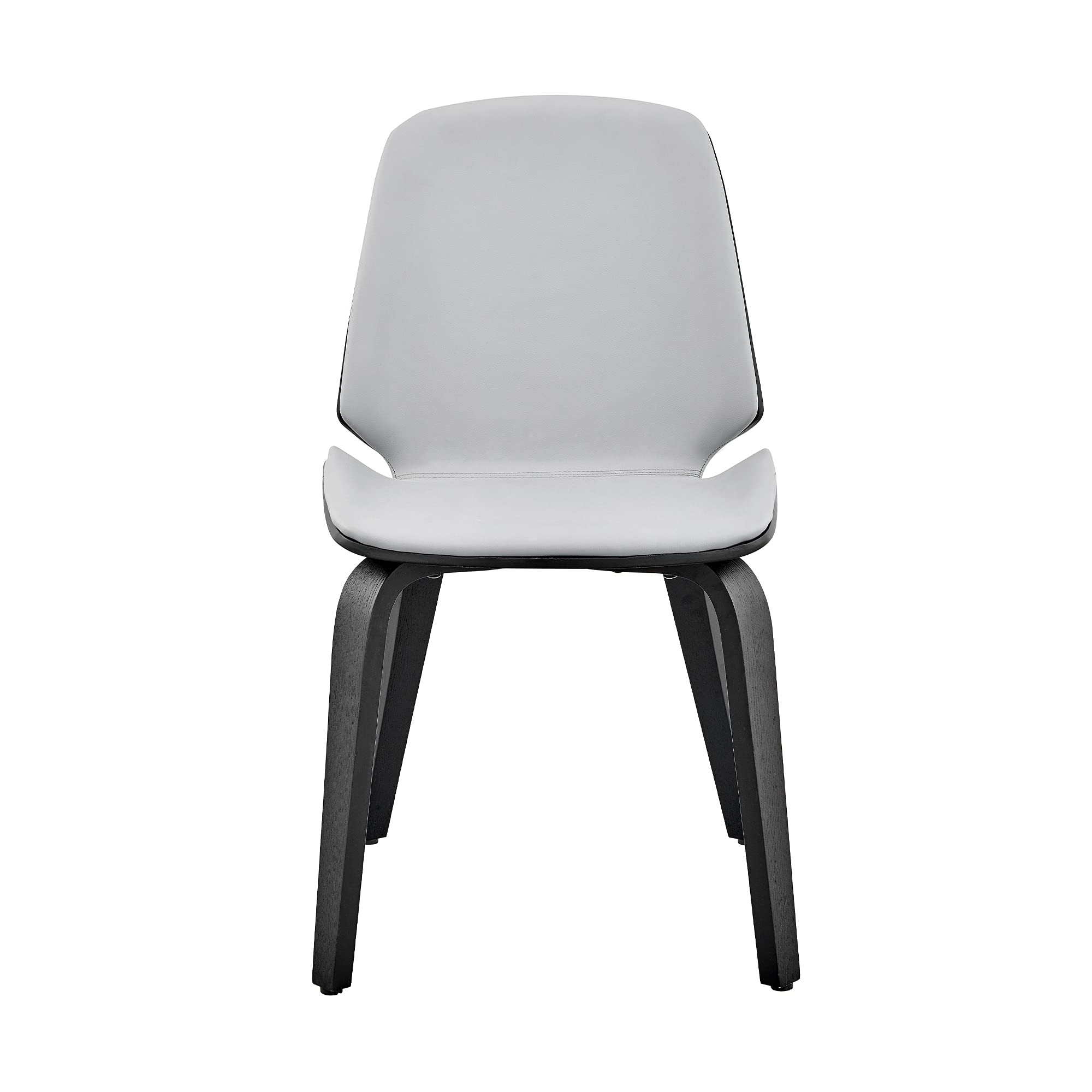 Armen Living Brinley Mid Century Modern Dining Chair - Gray Faux Leather & Black Wood Accent Side Chair for Kitchen, Table, Desk, Vanity | Perfect for Dining Rooms, Home Offices & Bedroom Makeup Areas