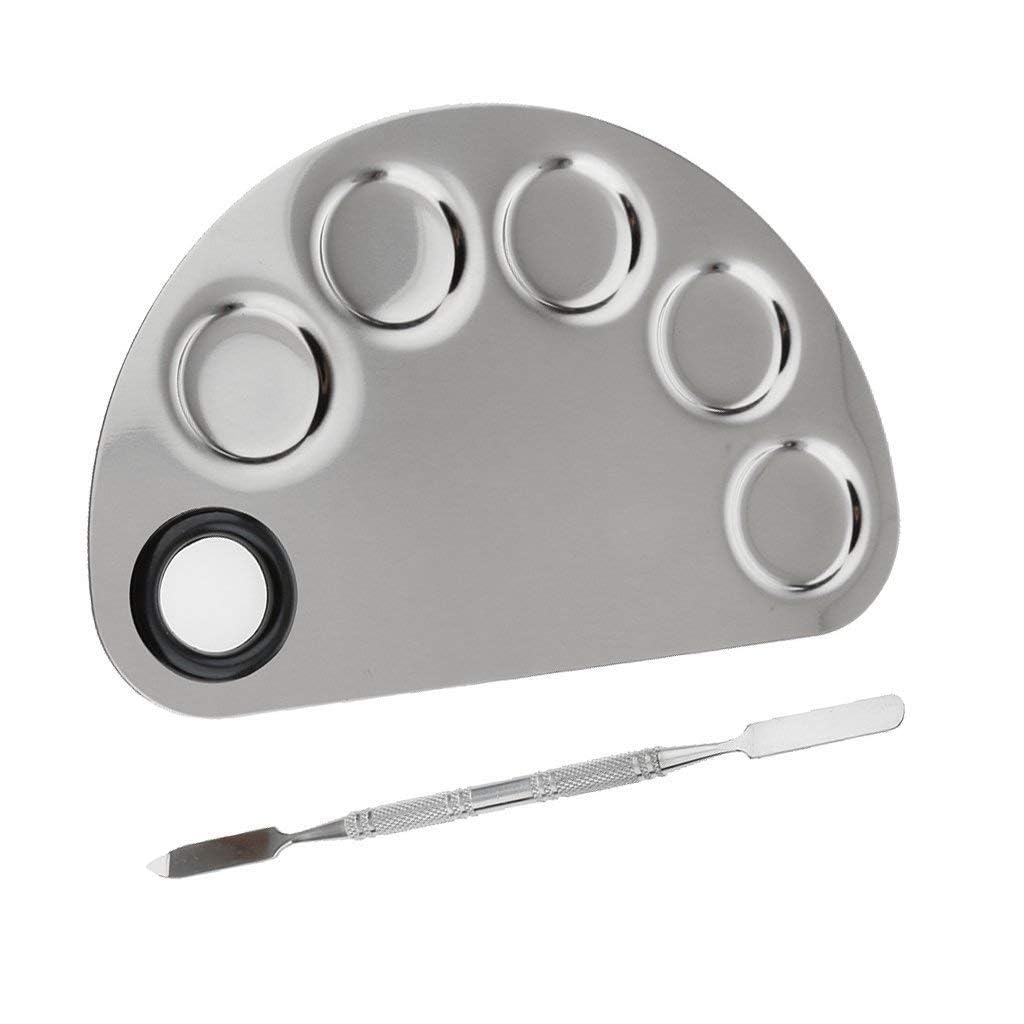 Elecsera 5-Piece Stainless Steel Paint Mixing Palette Set with Lid & Spatula - Artist Palette for Acrylic, Oil, Watercolor Painting - Perfect for Studio, Classroom & DIY Art Projects (Silver)