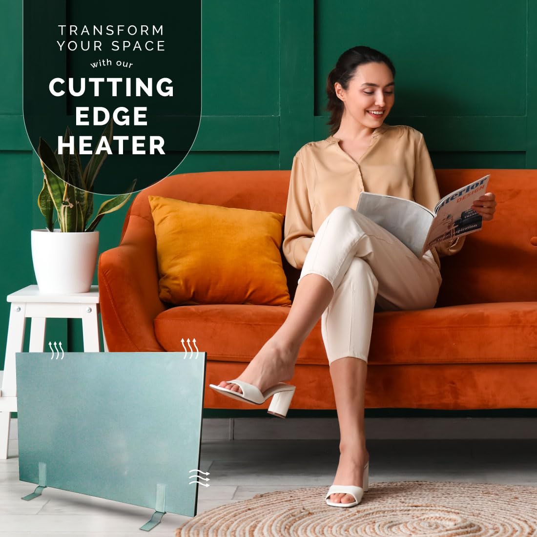 Cozy Legs Flat Panel Heater - Ultra Slim 1-Inch Low Wattage Space Heater (150W) with Radiant Heating Technology | Energy Efficient Wall or Desk Mounted Heater for Office, Bedroom & Small Spaces