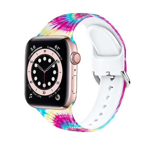 Premium Soft Silicone Sport Band Compatible with Apple Watch Series 7/6/5/4/3/2/1/SE (38mm 40mm 41mm 42mm 44mm 45mm) - Durable Replacement Strap for Women & Men - Perfect for Workouts, Running & Everyday Wear