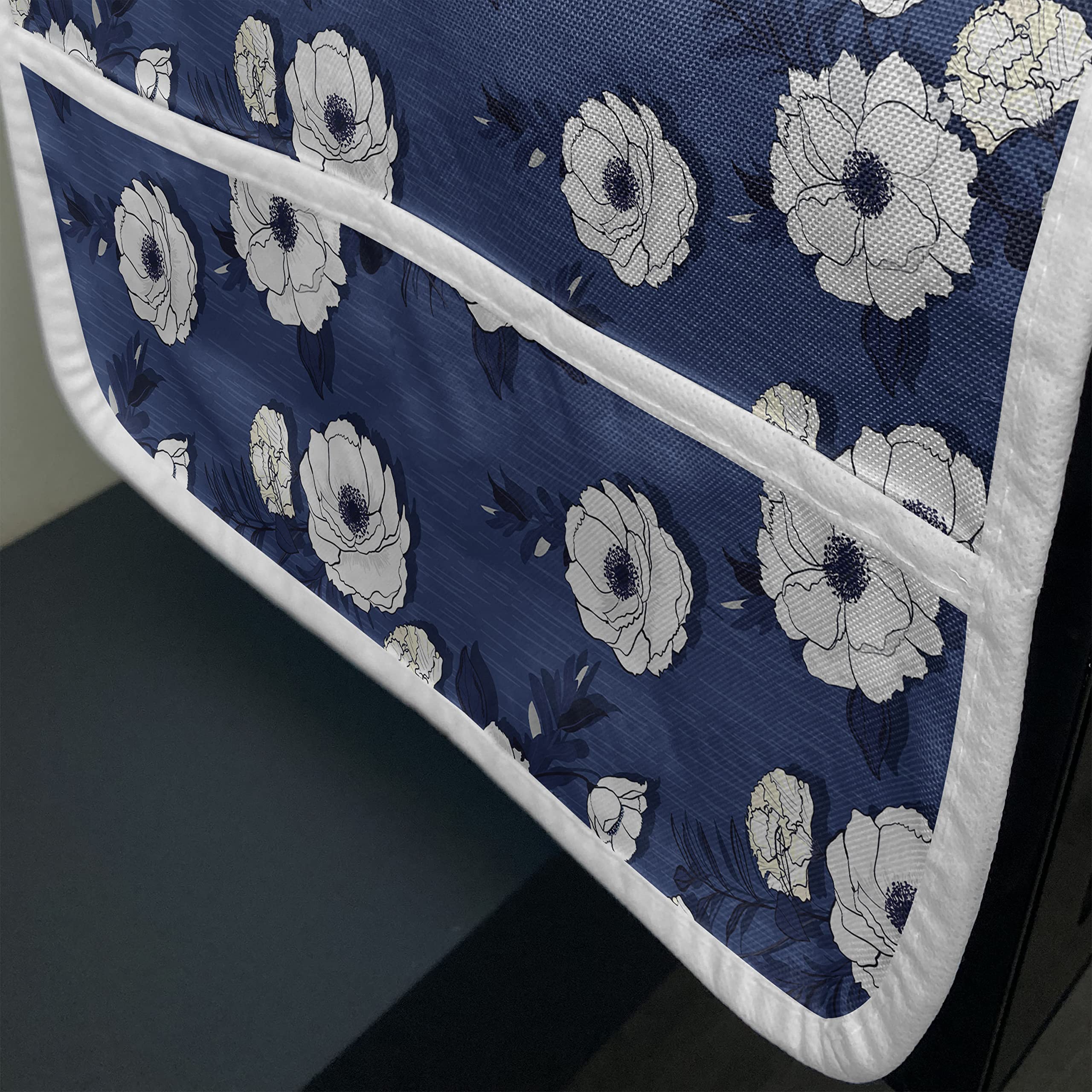 Ambesonne Floral Microwave Cover - Waterproof Kitchen Organizer with Pockets, 36