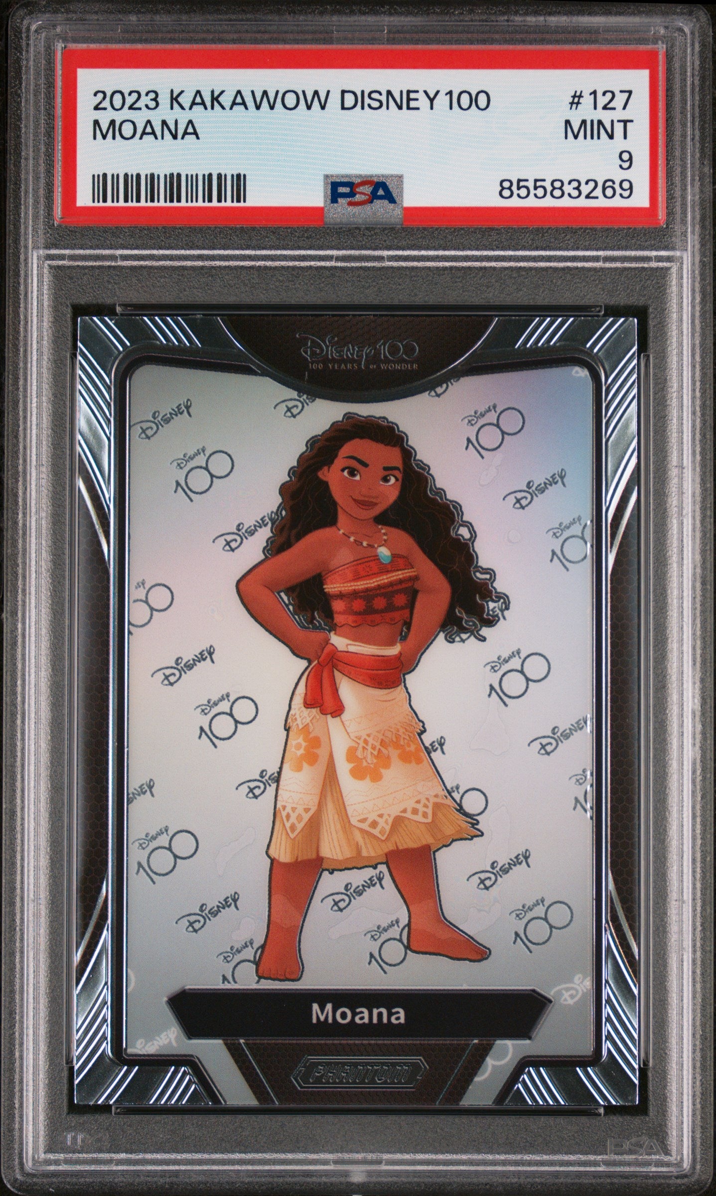 2023 KAKAWOW PHANTOM Disney 100 Wondrous Character Moana 127 PSA 9 Graded Trading Card - Perfect for Collectors, Disney Fans & Card Investors | Display, Trade or Gift Idea
