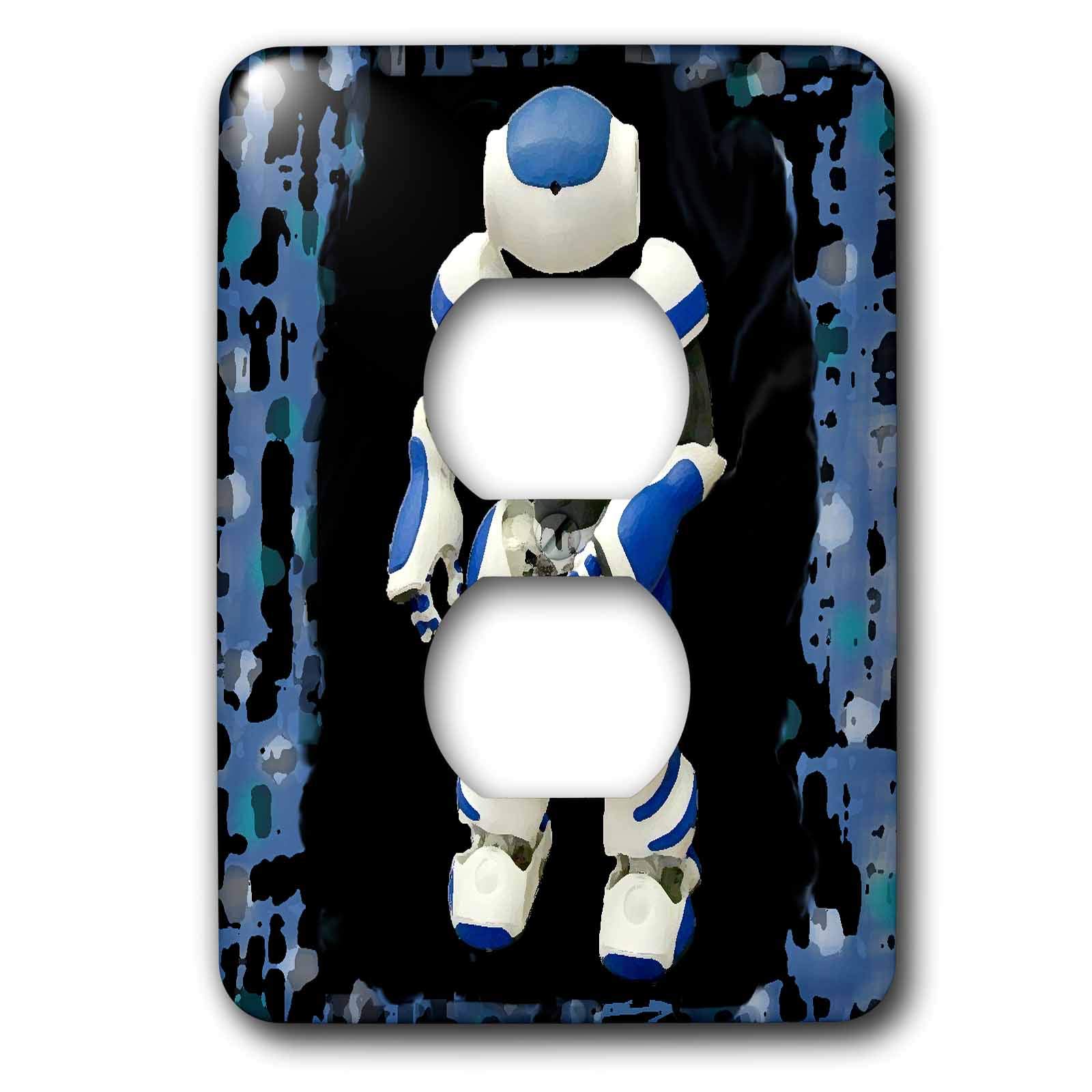 3dRose lsp_4460_6 Robot 2 Plug Outlet Cover - Decorative and Child-Safe Electrical Outlet Protector for Home, Office, and Nursery Safety