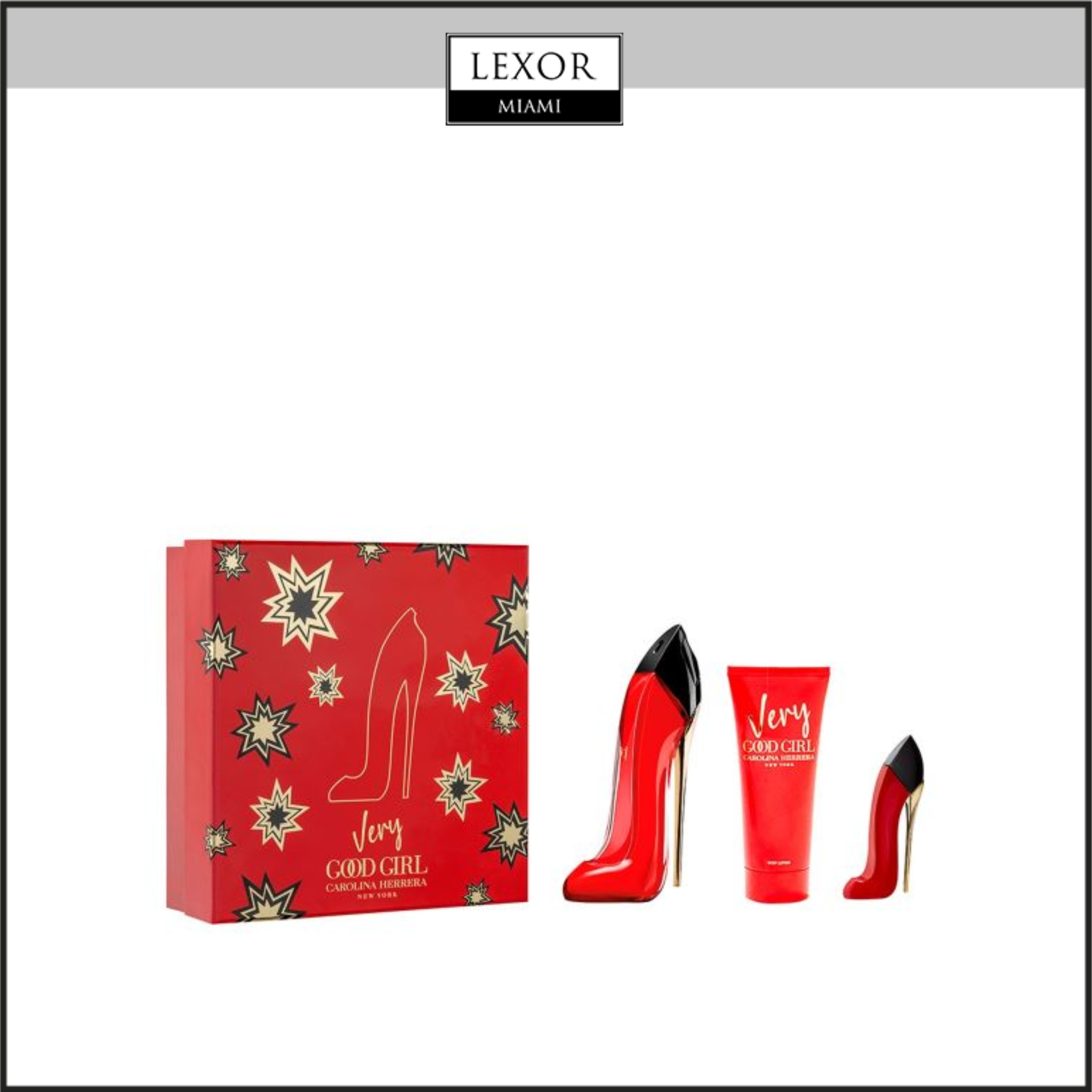 Carolina Herrera Very Good Girl Eau de Parfum 2.8 oz + 3.4 oz Body Lotion + Mini Perfume Gift Set - Floral Fruity Fragrance for Women, Date Night & Special Occasions