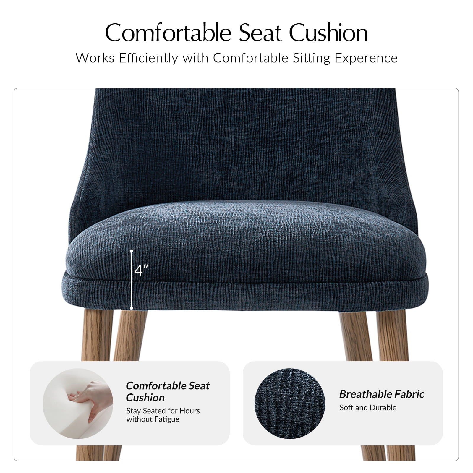 Zara Dining Chairs Set of 2/4/6 - Modern Curved Backrest with Natural Wood Legs & Plush Cushion - Perfect for Kitchen, Dining Room, or Breakfast Nook