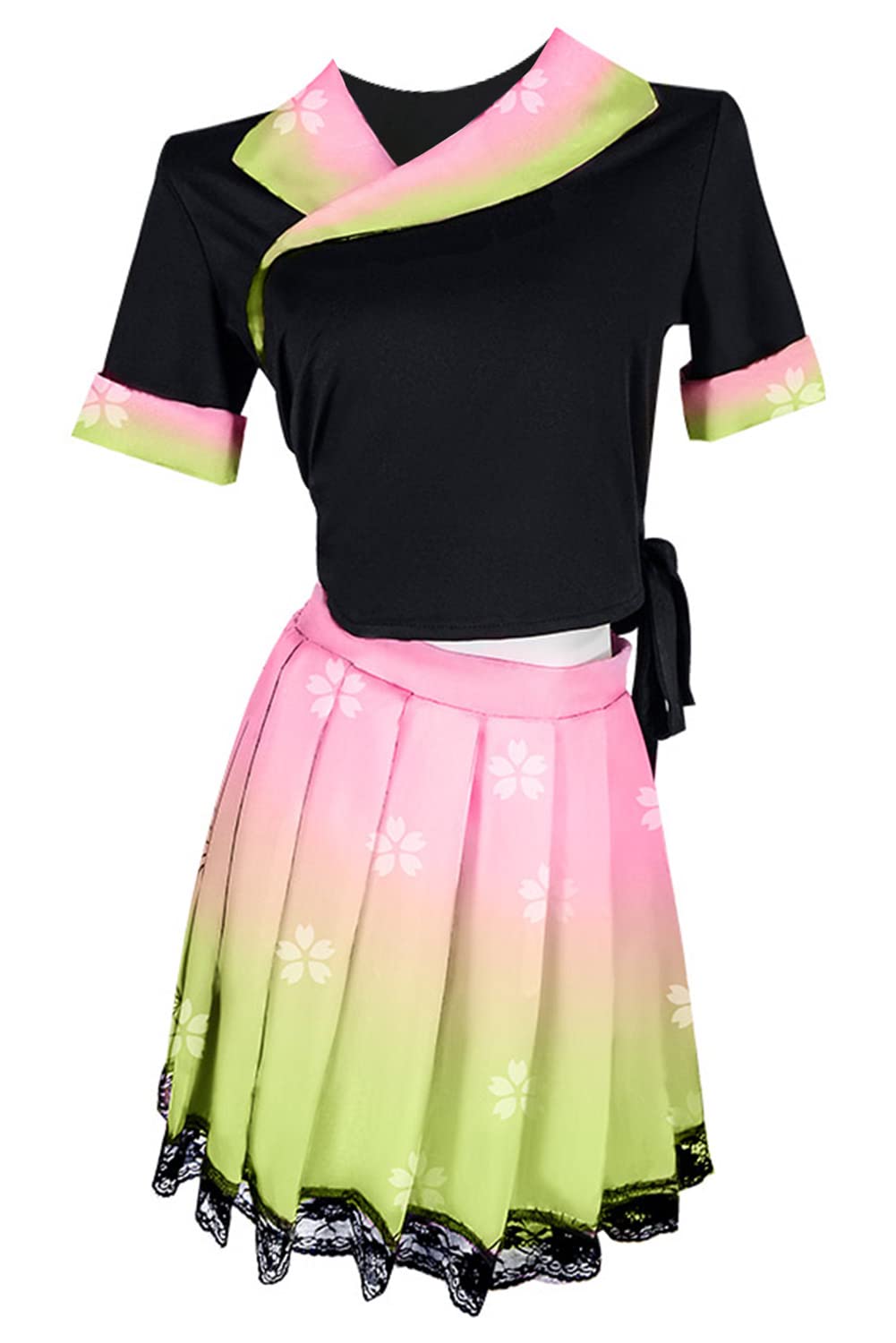 Gonriya Women's Tanjiro Cosplay Costume - Demon Slayer Anime Maid Dress with Sexy Transfer Design for Halloween, Cosplay, and Anime Conventions