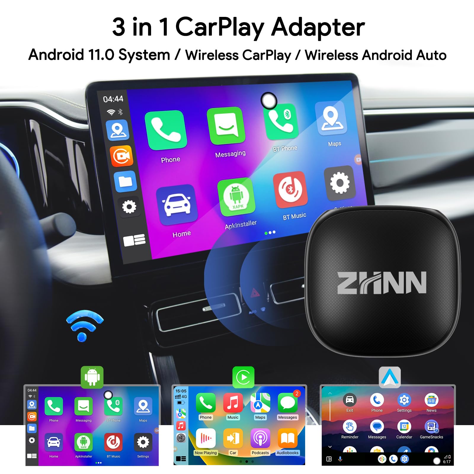 Wireless CarPlay AI Box & Android Auto Smart Adapter - Plug & Play for OEM Wired Cars, Supports TF Card & Seamless Connectivity - Perfect for Commuting, Road Trips & Hands-Free Driving