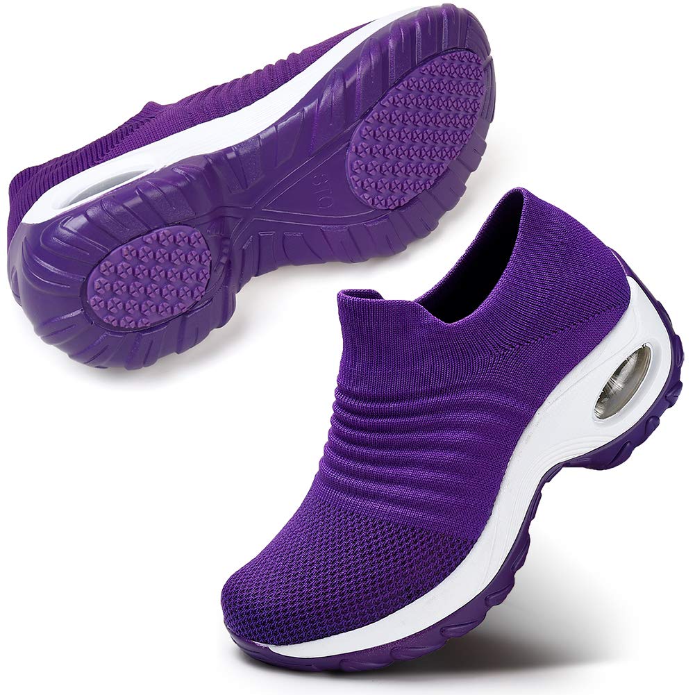 STQ Women's Slip-On Breathe Mesh Walking Shoes - Comfortable Fashion Sneakers with Wedge Platform for Casual Wear, Travel & Daily Walking
