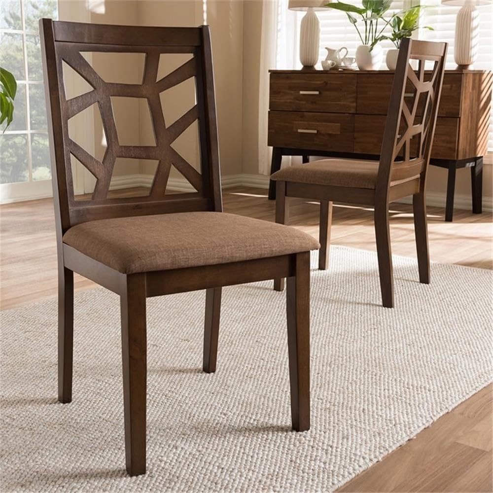 Baxton Studio Abilene Modern Dining Chairs - Light Brown Wooden Side Chairs (Set of 2) - Perfect for Kitchen, Dining Room & Breakfast Nook Seating