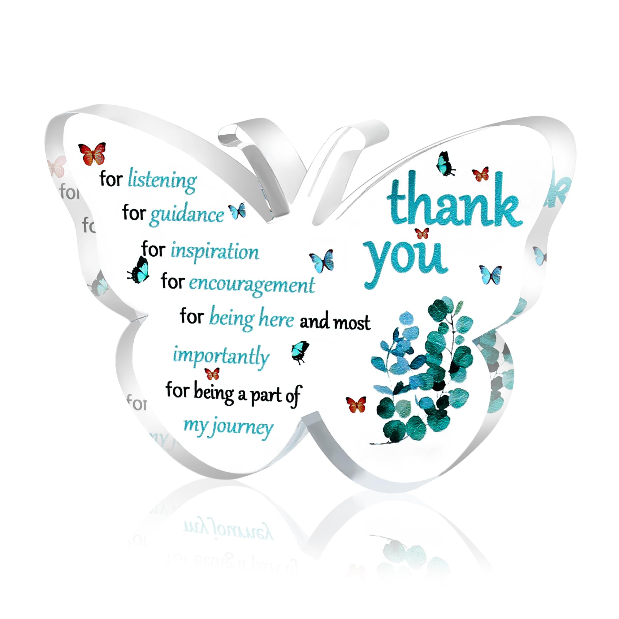 Elegant Butterfly Acrylic Thank You Sign - Thoughtful Appreciation Gift for Women, Men, Teachers, Coworkers, Boss & Graduates | Perfect for Farewells, Teacher Appreciation Week, Retirement & Graduation Ceremonies