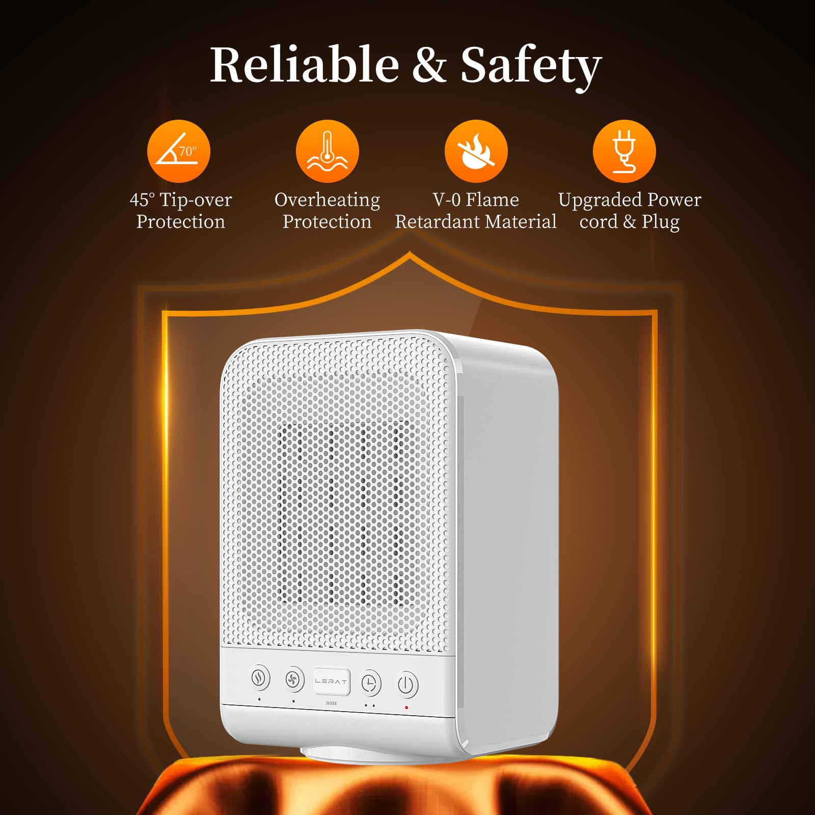 Lerat 1500W PTC Ceramic Space Heater - Portable Electric Heater with Thermostat, 3 Heating Modes & 1-12H Timer for Fast Heating - Perfect for Office, Bedroom & Home Use (White) | Indoor Heating Solution for Winter & Cold Spaces